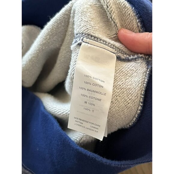 EUC J. Crew XS Vintage Fleece Raglan Sweatshirt 100% Cotton Blue & Navy Colorblo - Picture 5 of 5